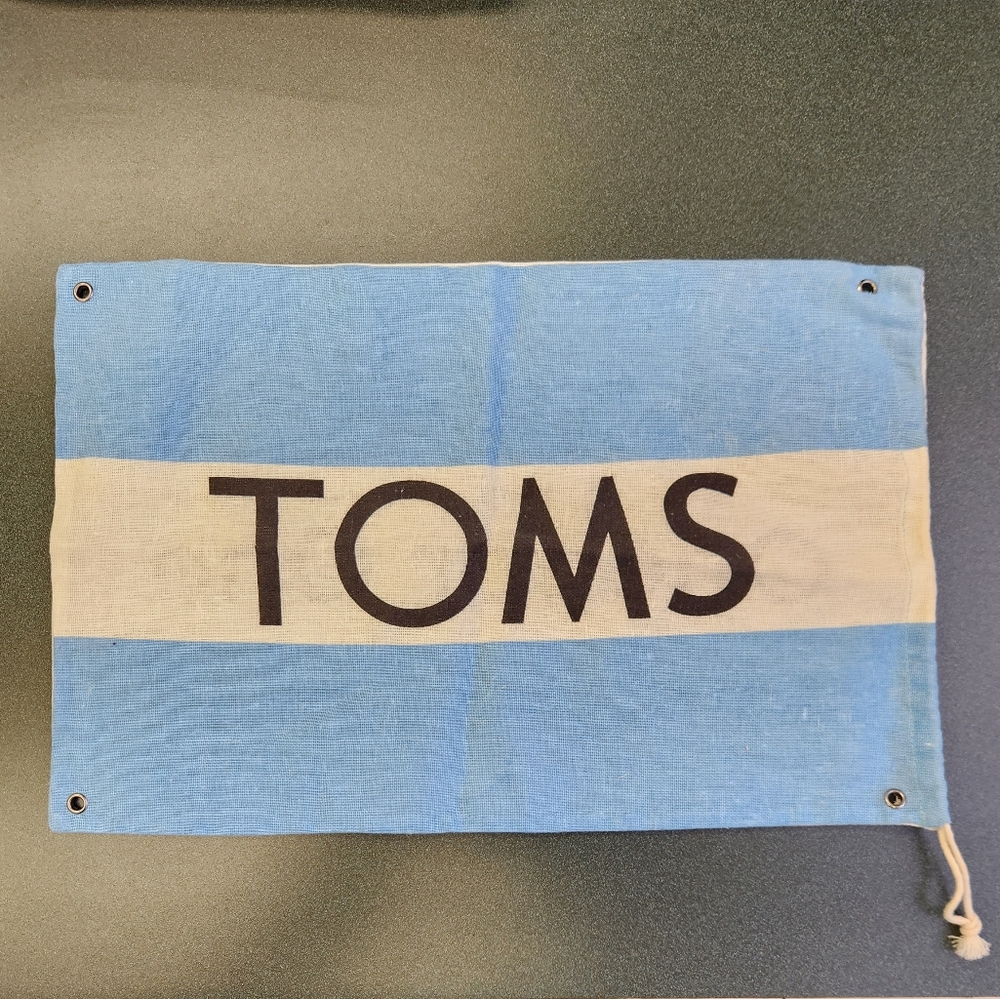 TOMS Blue and White Drawstring Bag New !